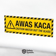 K3 Office Sign Label Stickers Beware of Watch out The Glass Caution