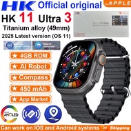 New HK11 ULTRA 3 Smartwatch 2025 49mm 4G ROM AI Chat Robot Bluetooth Network Call Clock NFC Compass 