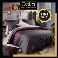 CADAR 5D BERCORAK MODERN (7IN1) SET COMFORTER BEDSHEET COTTON LEMBUT & SEJUK QUEEN KING SIZE