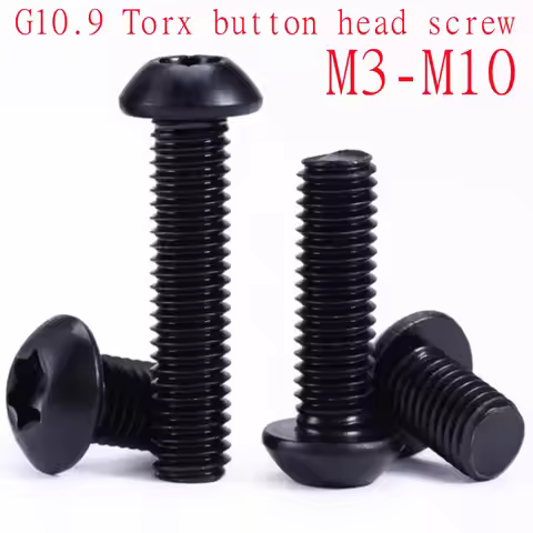 5~50pcs M3 M4 M5 M6 M8 Black Torx Button Head Screw Grade 10.9 steel Six Lobe Torx Pan Round Head Bo