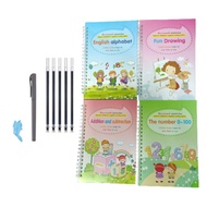 4PCS/Set Magic Practice Writing Book Reusable Learning Copybook Reading Book with Pen