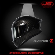 Helmet JS Armor Z-Carbon - Full Face & Halfface Helmet SNI Original handsome package 3D spoiler soft