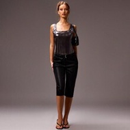 D-Ring Belted PU Capri Pants 90's Summer Sexy Vacation