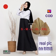 ADANTYA - toyobo GAMIS HITAM PUTIH guru pns syari polos harian elegan perempuan baju kerja muslim wa