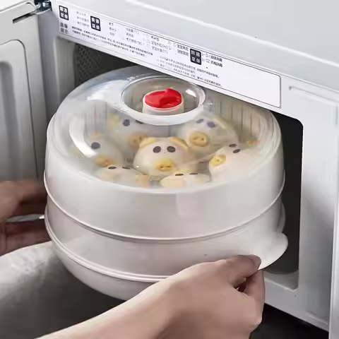 Kitchen Food Steamer Box Microwave Heating Steamer Large Capacity Steamer With Cap Household Steamer