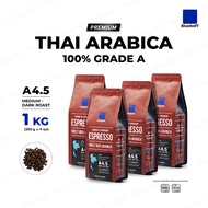 Bluekoff A4.5 Medium-Dark Roast (คั่วกลางค่อนเข้ม) ถุงสีแดง เมล็ดกาแฟไทย อราบิก้า 100% Premium เกรด 