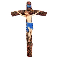 Hanging Wall Cross Root Motif Corpus Statue of Jesus Inri 37 cm