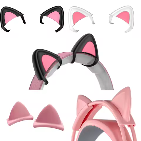 Pink Silicone Cat Ears for Headphones Black Wireless Wired Headset Gamer Cute Ears Lovely Kids Girls
