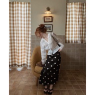 [Available] 30s.corner /WGWE/ Luxurious 83cm long A-line polka dot silk skirt, flattering new WG.WE 