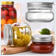 ROSEGOODS Mason Jars with Sliver Lids, Reusable Recyclable Microwave Safe Glass Canning Jars, Round 