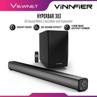 VINNFIER HYPERBAR 303 M WIRELESS BLUETOOTH SOUNDBAR & BASS SUBWOOFER REMOTE CONTROL | FM RADIO | MIC