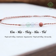 Five-colored ring with thin thread mixed with five elements and five destiny stones| Small Buds| Fiv