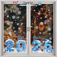 CHAMPIONO Christmas Window Stickers, Santa Claus Static Cling Xmas Glass Decal, Cartoon PVC Glass De