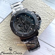 *Ready Stock*ORIGINAL Alexandre Christie 9205MCBEPBA Black Stainless Steel Carbon Bezel Chronograph Men’s Watch