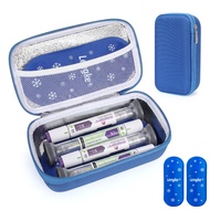 GLP-1 Travel Case Fits 4 Zpbound or Mounjaro Injector Pens (Blue）
