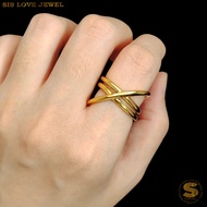 Sis Love Jewel Titanium Steel 18K Gold Plated Cross Ring Fashion Cincin Women Jewelry R107
