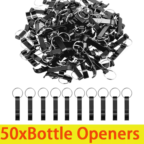 50Pcs Metal Can Opener Metal Keychain Beer Bottle Opener Aluminum Beer Bottle Opener Keychain Wine B