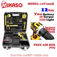 [12 Volt ] MIKASO Cordless Impact Drill Screwdriver Two battery Model 12-im3k