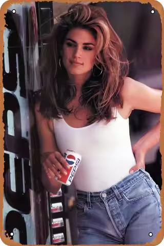 Cindy Crawford Poster Tin Sign Vintage Wall Art Decoration Metal Poster 8x12 inch sign