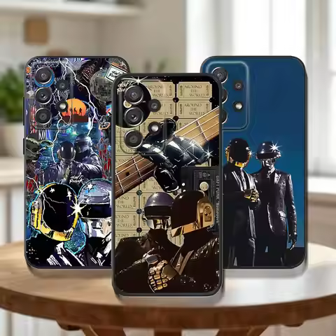 D-Daft Punk Band Phone Case For Samsung Galaxy A73,31,32,72,41,53,52,71,22,5G,Note,J7,8,9 Soft Black