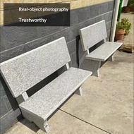 Natural Marble Long Stone Bench with Backrest, Outdoor Garden Park Villa Seat, Durable Courtyard Pat