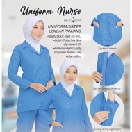 [Ready Stock] Baju Nurse Sister Zip Lengan Panjang Ready Made