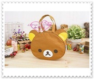小花花日本精品♥ Rilakkuma 拉拉熊 懶懶熊 臉頭造型 立體 手提袋 便當袋 造型袋 56860603