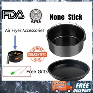 6" 7" 8" 9 PCS Non-Stick Air Fryer Accessories Set Cake Barrel Pizza Pan For Baking Basket Grill and Pizza Dish For Baking Basket Grill and Pizza Dish for Barbecue Deep Frying Air Fryers Baking Tray Stainless Steel Food Baking Tray 空氣炸鍋配件