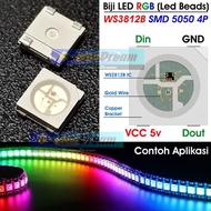 PASTI WS2812B SMD LED 5050 RGB 4P Addressable Digital Chip WS2812 B 5V