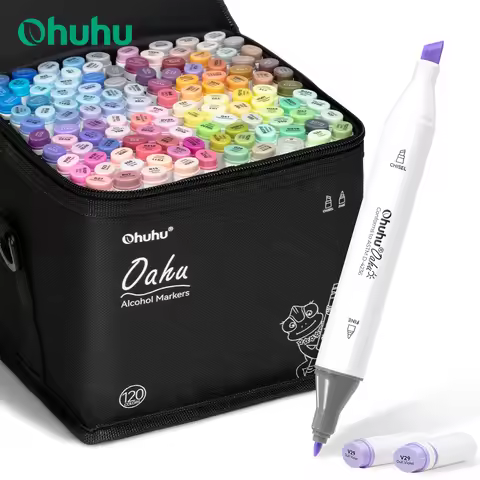 Ohuhu Oahu New 120 Colors Marker Pen Set Alcohol Art Markers Dual Tips Felt Pen Sketching Drawing Gr