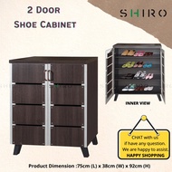 Rak Kasut 2 Pintu Shoe Cabinet 2 Door Storage Cabinet with door Dark Brown Color 4 Tier Rack ikea ou