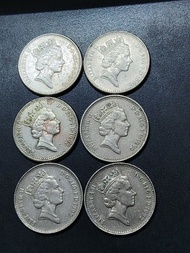UK QE II Lion 10 Pence 1992 ( 6 Coins )