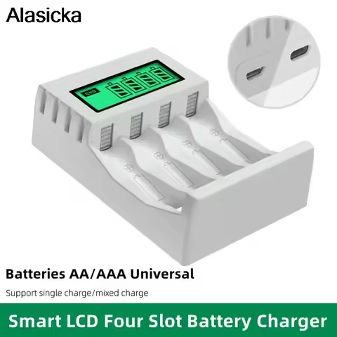 LCD Display Smart Intelligent Battery Charger With 4 Slots For AA/AAA NiCd NiMh Rechargeable Batteri