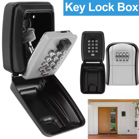 Key Lock Box Wall-Mount Secret Code Security Key Safe Secret Organizer Box No Key Home Office Weathe