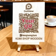 Custom QR Code Stand Kayu DuitNow TNG MAE | Papan QR Bisnes Malaysia | Laser Engraved | Ready Stand 