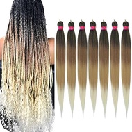 36'' Ombre Pre Stretched Braiding Hair Yaki Texture Crochet Braid Hair Extensions 4 Tones Braiding H
