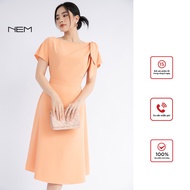 [ Genuine ] Women's dress designed with high quality orange bow NEM Fashion 40632