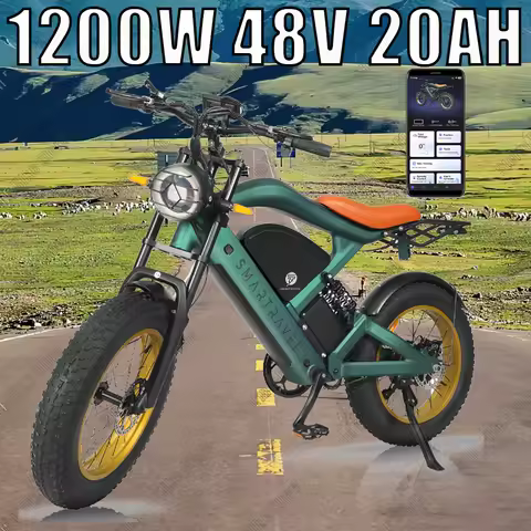 All-terrain Electric Bike 1200W Motor 48V20AH Battery 20*4.0 Tire Mountain E-bicycle 52KM/H Urban E-