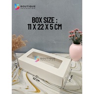 Fuji Box Packaging Cake Dessert Box kotak kuih kek 22 cm x 11 cm x 5 cm White Ivory Premium Window (