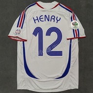 Authentic 2006 France Away Jersey No. 10 Zidane No. 12 Henry Long Sleeve Short Sleeve Football Unifo