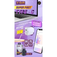 V-GeN VTC2-12 Fast Charging USB PD QC4 Type C Charger Adapter GaN 65W