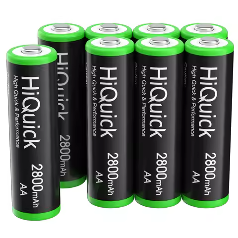HiQuick 8 Pack AA Rechargeable Batteries 2800mAh 1.2V Battery NIMH 2.8Ah Double A
