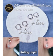 Dijual Anting Jepit Bulat simple emas putih 750 kadar 17k Limited