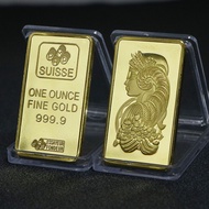 Swiss Bank Gold Bar Commemorative Coin 1 oz Alien Gold Coin Coin Foreign Currency Goddess Coin Squar