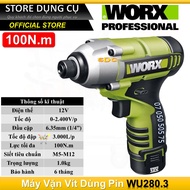 12V Máy vặn vít động lực dùng pin Li-ion Worx WU280.3 | Máy bắn vít đuôi lục giác