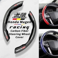 Hardingsun Honda Mugen ฝาครอบป้องกันพวงมาลัยเคสกันลื่นคาร์บอนไฟเบอร์พวงมาลัยรถยนต์สำหรับ Honda City Hatchback Civic Fc Fd Accord Jazz BRV HRV รุ่นซีอาร์วีรุ่นโอเดสซี่อุปกรณ์เสริม WRV