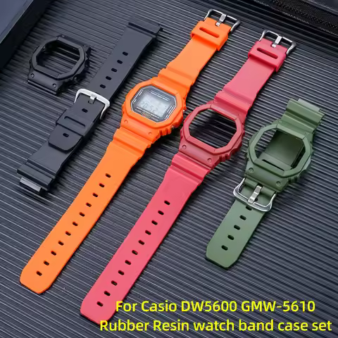 DW5600 Rubber Strap+Protective Case For Casio G-shock DW-5600 5610 GW-M5610 GW-B5600 Men Replace Wat