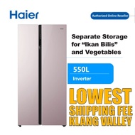 Haier HRF-619SI(G) 550L Side By Side Glass Refrigerator Fridge Peti Sejuk with DC Inverter Technology