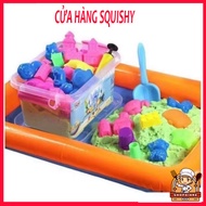 [Full set] Kinetic sand play Combo includes 2kg of kinetic sand, 47 molds, Box with handle, large sa