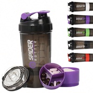 1pc 500ml/17oz Plastic Protein Powder Shaker Bottle With Mixing Spring, Leak-Proof Portable Sports W